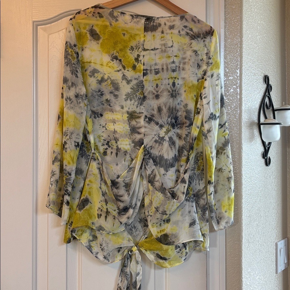 Zara Vintage Y2K Women's Tie-Dye Long Sleeve Sheer Top - Picture 4 of 5